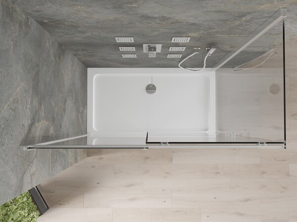 Mexen Omega posuvný sprchový kout 130 x 70 cm, transparentní, chrom + vanička Flat - 825-130-070-01-00-4010