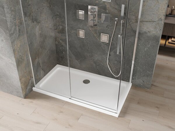 Mexen Omega posuvný sprchový kout 130 x 70 cm, transparentní, chrom + vanička Flat - 825-130-070-01-00-4010