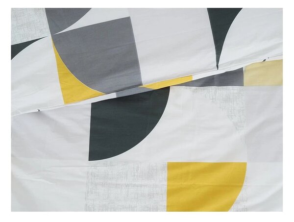 Žluté/šedé krepové povlečení na jednolůžko 140x200 cm Geometries – B.E.S
