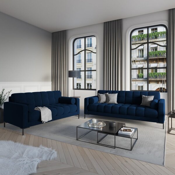 Tmavě modrá sametová pohovka Cosmopolitan Design Bali