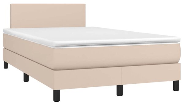 Box spring postel matrace a LED cappuccino 120x200cm umělá kůže 3134098