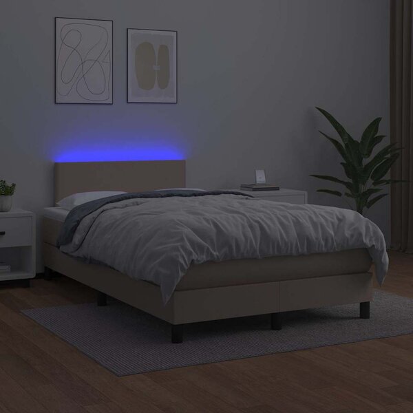 Box spring postel matrace a LED cappuccino 120x200cm umělá kůže 3134098