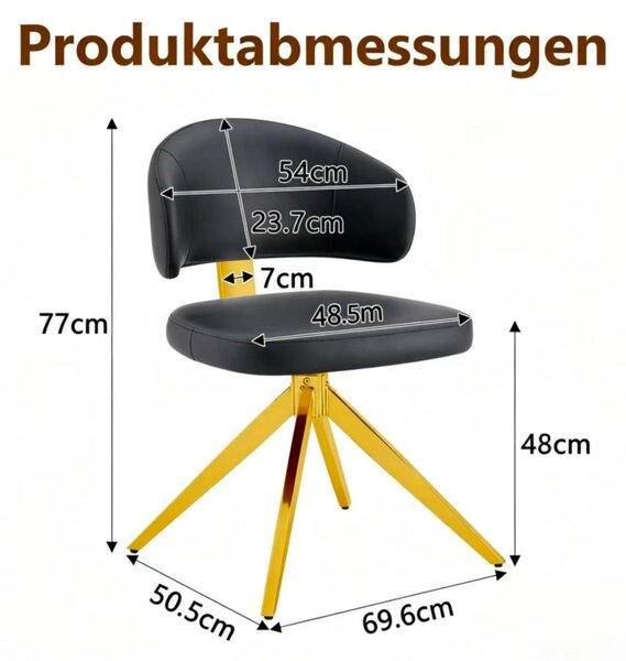 Kancelářská židle, kovová konstrukce, polstrování, otočná o 360° (černá, zlatá)