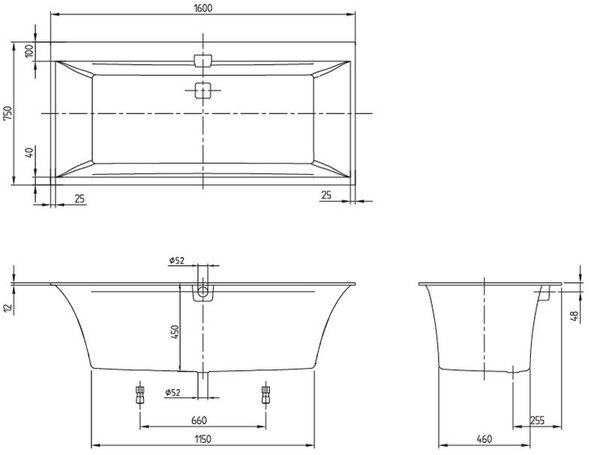 Villeroy & Boch Squaro Edge 12 obdélníková vana 160x75 cm bílá UBQ160SQE2DV-01