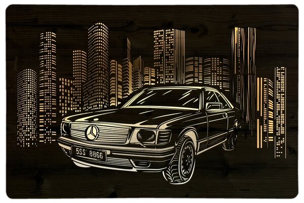"Mercedes Benz SLC" světelný obraz 230V 90x60cm provedení povrchu: dub světlý
