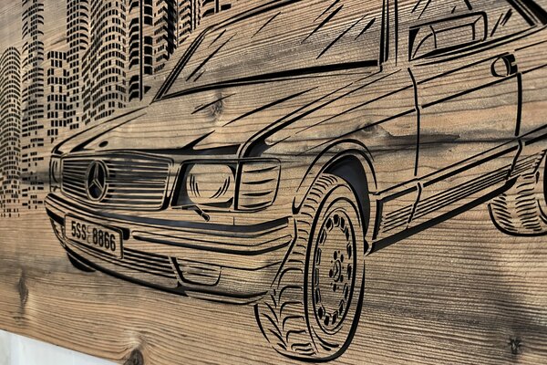 "Mercedes Benz SLC" světelný obraz 230V 90x60cm provedení povrchu: dub světlý