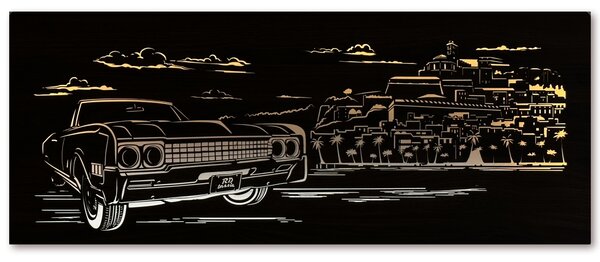 "Oldsmobile" světelný obraz 230V 120x50cm provedení povrchu: dub světlý
