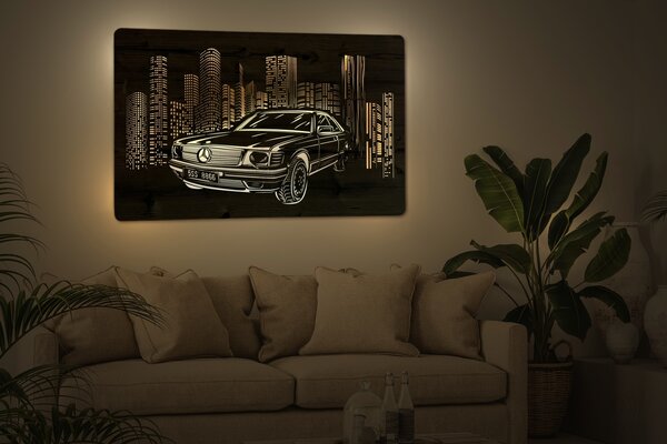 "Mercedes Benz SLC" světelný obraz 230V 90x60cm provedení povrchu: dub světlý