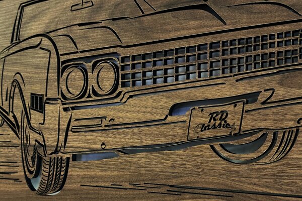 "Oldsmobile" světelný obraz 230V 120x50cm provedení povrchu: dub světlý