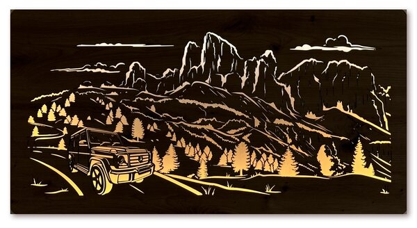 "Mercedes Benz G" světelný obraz 230V 80x42cm provedení povrchu: dub světlý