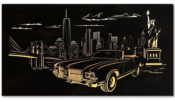 "New York" světelný obraz 230V 110x60cm provedení povrchu: dub světlý