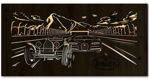 "Bugatti" světelný obraz 230V 100x50cm provedení povrchu: dub světlý
