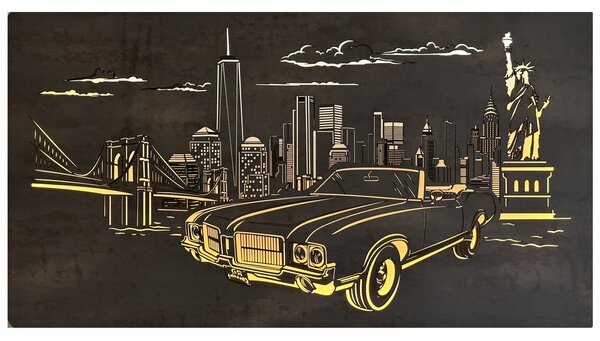 "New York" světelný obraz 230V 110x60cm provedení povrchu: dub světlý
