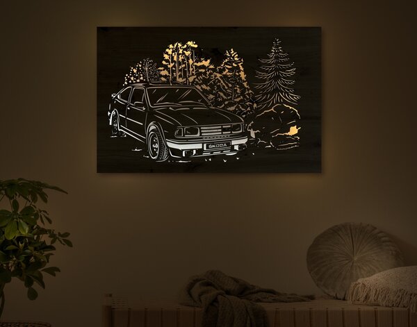 "Škoda 130" světelný obraz 230V 80x53cm provedení povrchu: dub