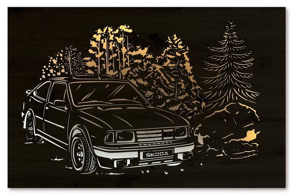 "Škoda 130" světelný obraz 230V 80x53cm provedení povrchu: dub