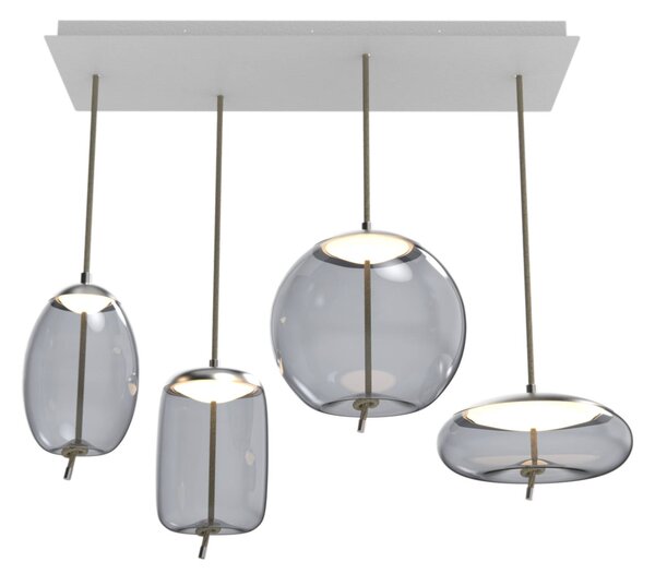 Brokis Designové LED závěsné svítidlo Knot Cilindro PC1019 Barva skla: Šedá kouřová - transparentní sklo, Povrchová úprava baldachýnu: Mosaz, Povrch reflektoru: Mosaz