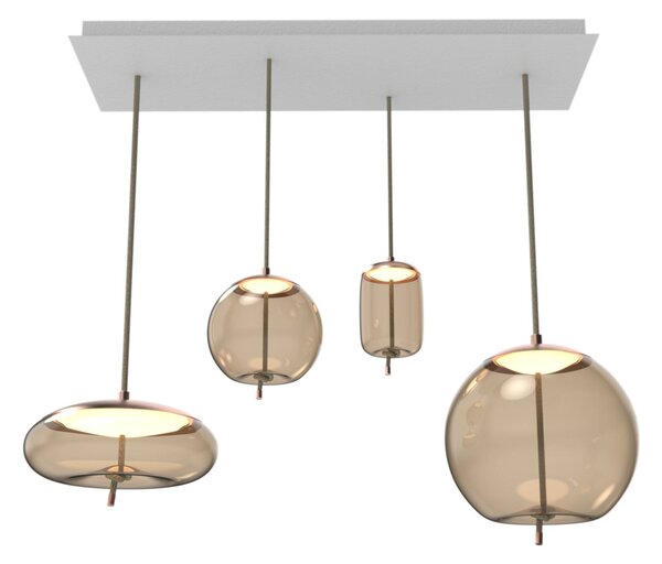 Brokis Designové LED závěsné svítidlo Knot Sfera PC1016 Barva skla: Šedá kouřová - transparentní sklo, Povrchová úprava baldachýnu: Mosaz, Povrch reflektoru: Mosaz