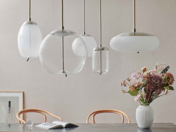 Brokis Designové LED závěsné svítidlo Knot Sfera PC1016 Barva skla: Šedá kouřová - transparentní sklo, Povrchová úprava baldachýnu: Mosaz, Povrch reflektoru: Mosaz