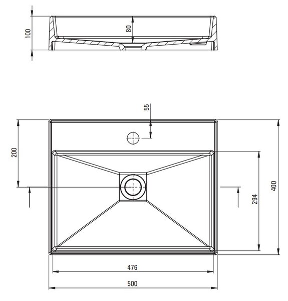 Deante Correo, granitové umyvadlo na desku 500x400x125 mm, antracitová metalíza, DEA-CQR_TU5S