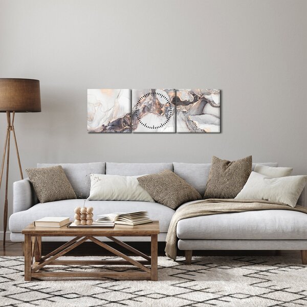 Obraz - Imitace mramoru (s hodinami) (90x30 cm)