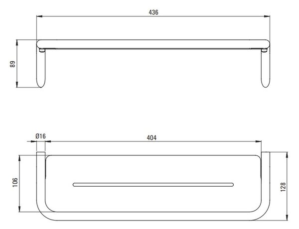 Deante Silia, nástěnná polička 436x124x89 mm, zlatá matná, DEA-ADI_R511