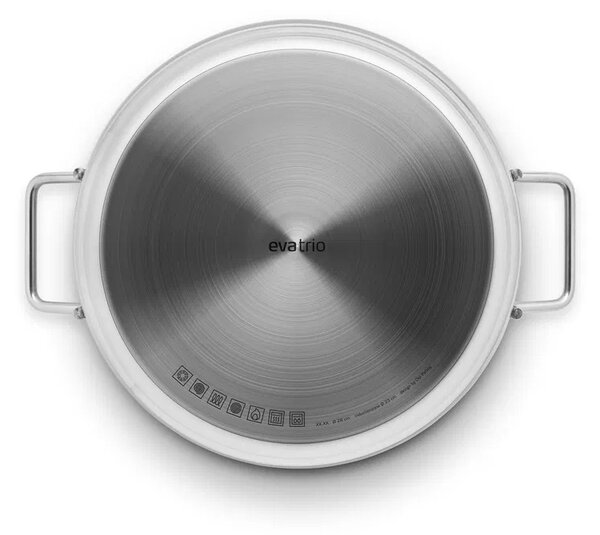 Eva Trio Stainless Steel Hluboká pánev nerezová 28 cm, z recyklované oceli 18/10, na indukci, do trouby, silné sendvičové dno, Eva Solo
