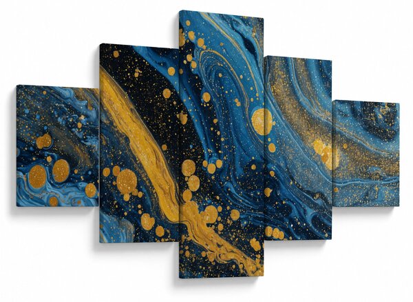 Obraz - Modrá abstrakce se zlatem (125x70 cm)