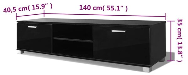 TV stolek černý s vysokým leskem 140 x 40,5 x 35 cm 243044