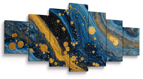 Obraz - Modrá abstrakce se zlatem (210x100 cm)