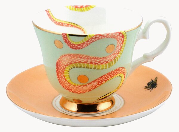 Šálek na čaj's podšálkem z kostního porcelánu Snakey