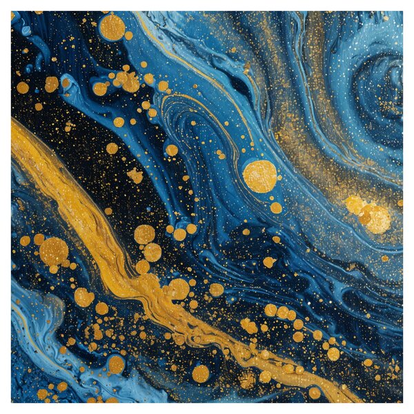 Obraz - Modrá abstrakce se zlatem (30x30 cm)