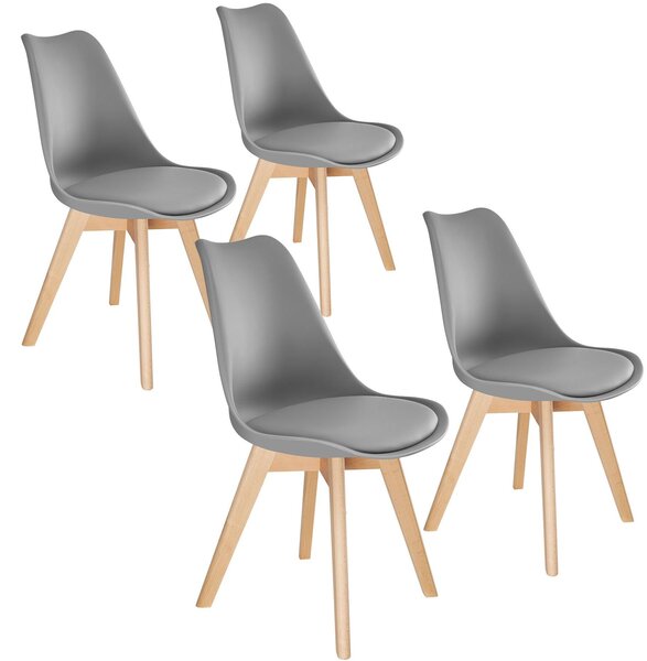 Sada čtyř jídelních židlí tectake®, ergonomický design sedáku, odolné polstrování pro vysoký komfort sezení