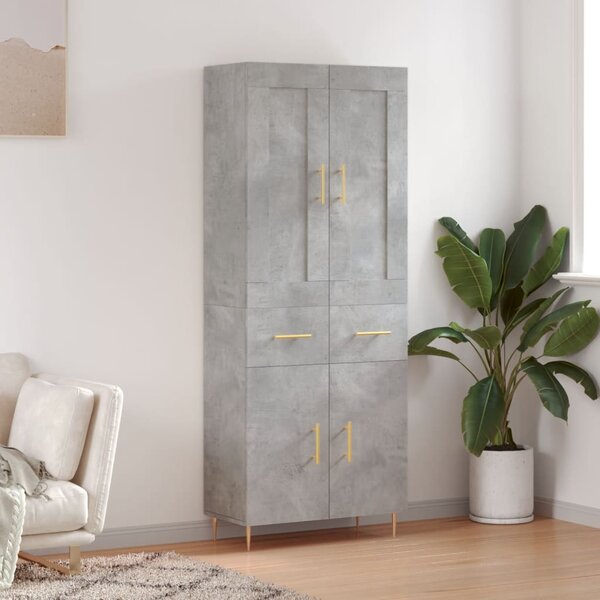 Skříň highboard betonově šedá 69,5x34x180 cm kompozitní dřevo 3199869