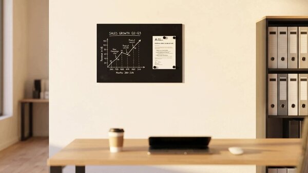 Bezrámová magnetická křídová tabule magnetický panel SLIMboard 60x40 cm, NFCH60x40