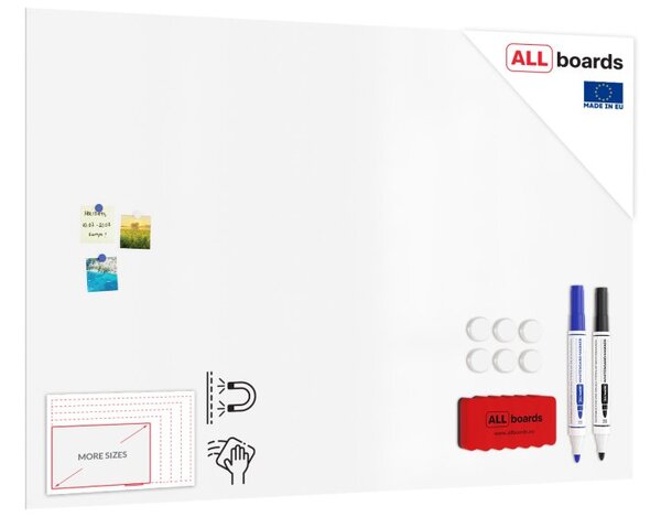 Magnetická tabule SLIMboard bezrámová smazatelná za sucha 180x120 cm, PME180x120