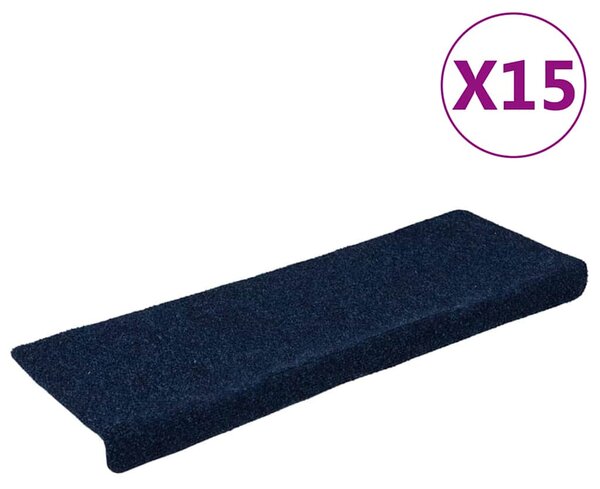 Schodové rohože samolepicí 15 ks 65 x 21 x 4 cm tmavě modré obdélníkové okraje 326191