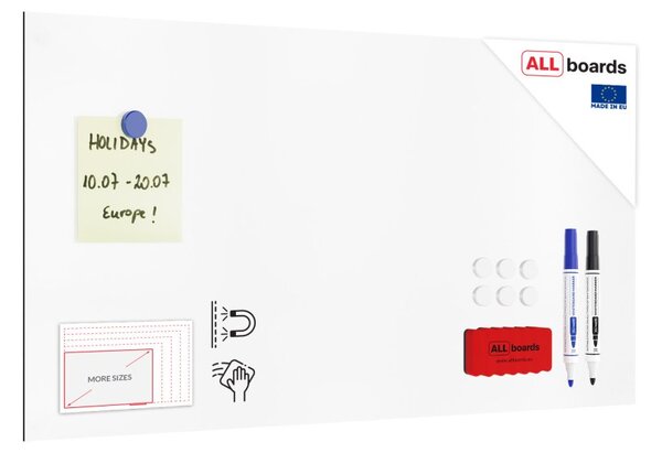 Magnetická tabule SLIMboard bezrámová smazatelná za sucha 60x30 cm,PME60x30