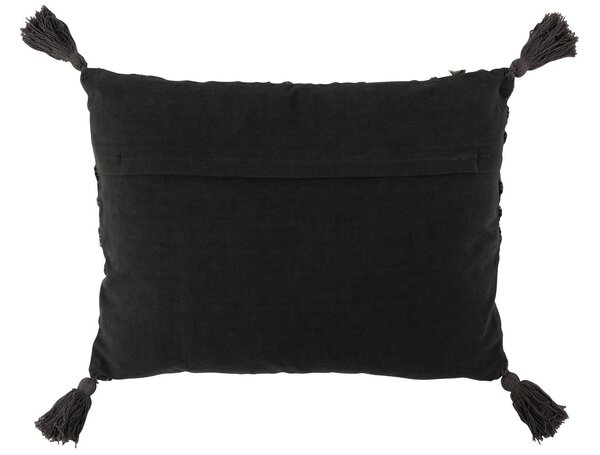 Tmavě šedý polštář se střapci a reliéfem Circle - 60*40 cm - J-Line by Jolipa
