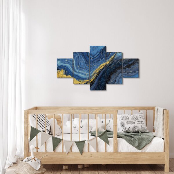 Obraz -Modro-zlatá abstrakce (125x70 cm)