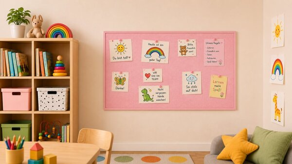 Textilní (filcová) nástěnka růžová 120 × 60 cm, v růžovém dřevěném rámu, TFPINK126P