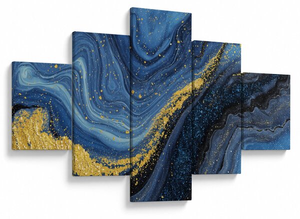 Obraz -Modro-zlatá abstrakce (125x70 cm)