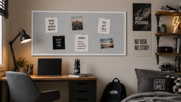 Textilní (filcová) nástěnka bílá 120 × 60 cm, v bílém dřevěném rámu, TFWHITE126W