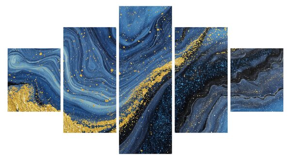 Obraz -Modro-zlatá abstrakce (125x70 cm)