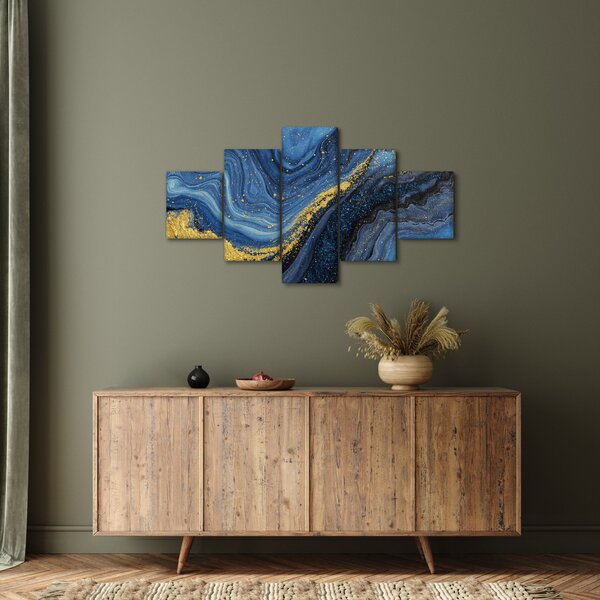 Obraz -Modro-zlatá abstrakce (125x70 cm)