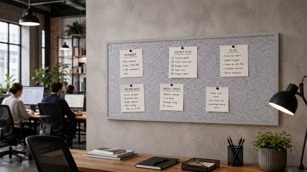 Textilní (filcová) nástěnka 120 × 60 cm, světle šedá, ve světle šedém dřevěném rámu, TFLIGHTG126G