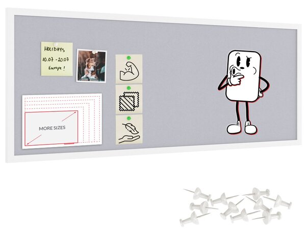 Textilní (filcová) nástěnka bílá 100x40 cm , v bílém dřevěném rámu, TFWHITE104W