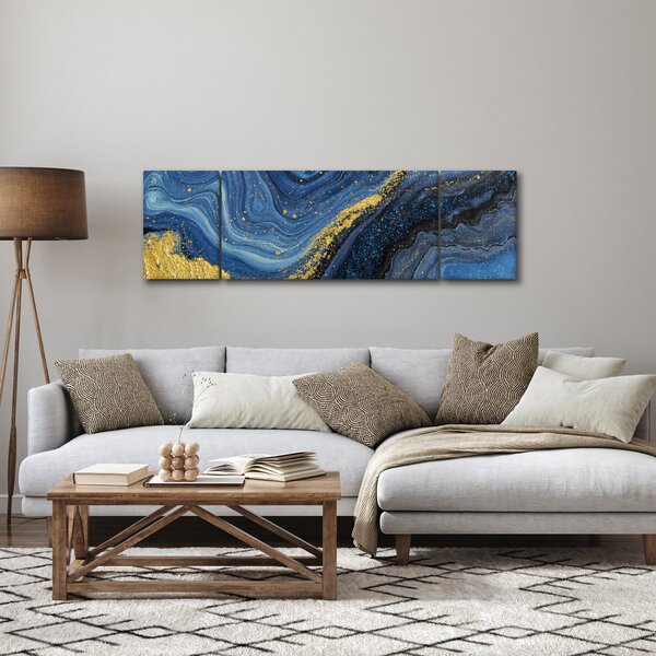 Obraz -Modro-zlatá abstrakce (170x50 cm)