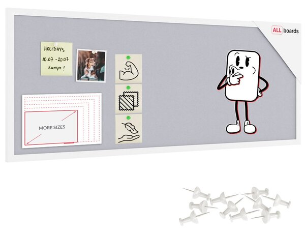 Textilní (filcová) nástěnka bílá 100x40 cm , v bílém dřevěném rámu, TFWHITE104W