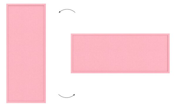 Textilní (filcová) nástěnka růžová 100x40cm, v růžovém dřevěném rámu, TFPINK104P