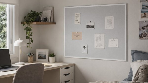 Textilní (filcová) nástěnka bílá 120x90 cm, v bílém dřevěném rámu, TFWHITE129W